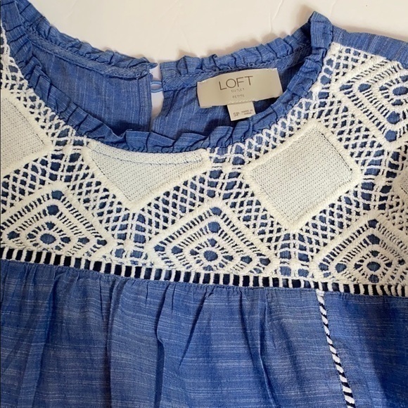 Loft Outlet Babydoll Blue Top with Lace - Picture 9 of 9